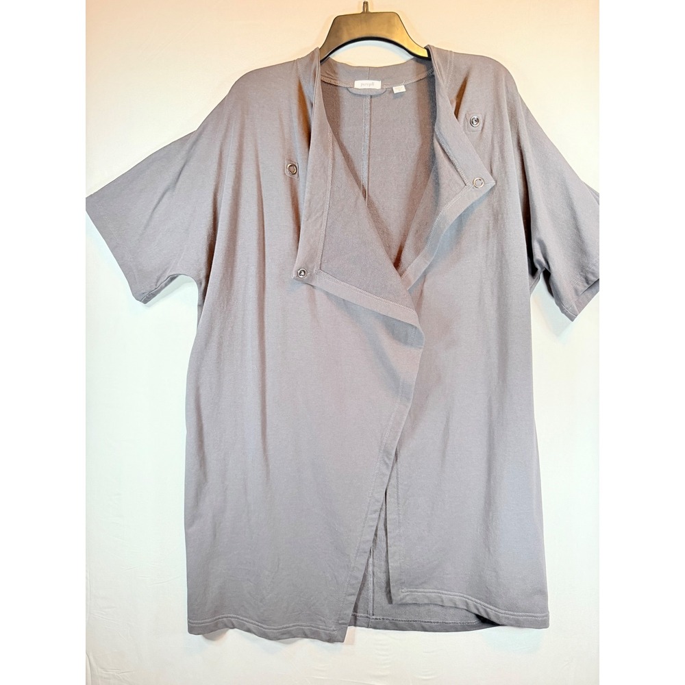 Pure Jill J. Jill Grey Pima Cotton Modal Wrap Front Snap Cardigan Top Womens M